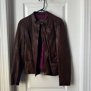 Cole Haan Rich Brown Leather Jacket for Women